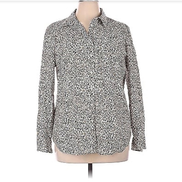 Talbots Long sleeve button down shirt animal print size 16 - Picture 1 of 7